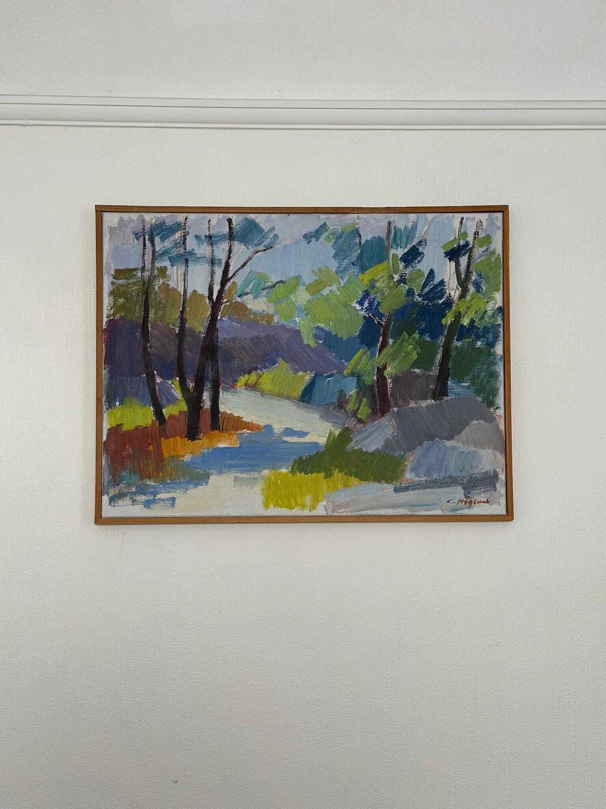 Original Swedish Oil On Canvas – “Saltsjöbadssommer” By Gustaf Höglund – 1969  – Vintage & Framed – 51 × 67 Cm (20.1" × 26.4") photo Art