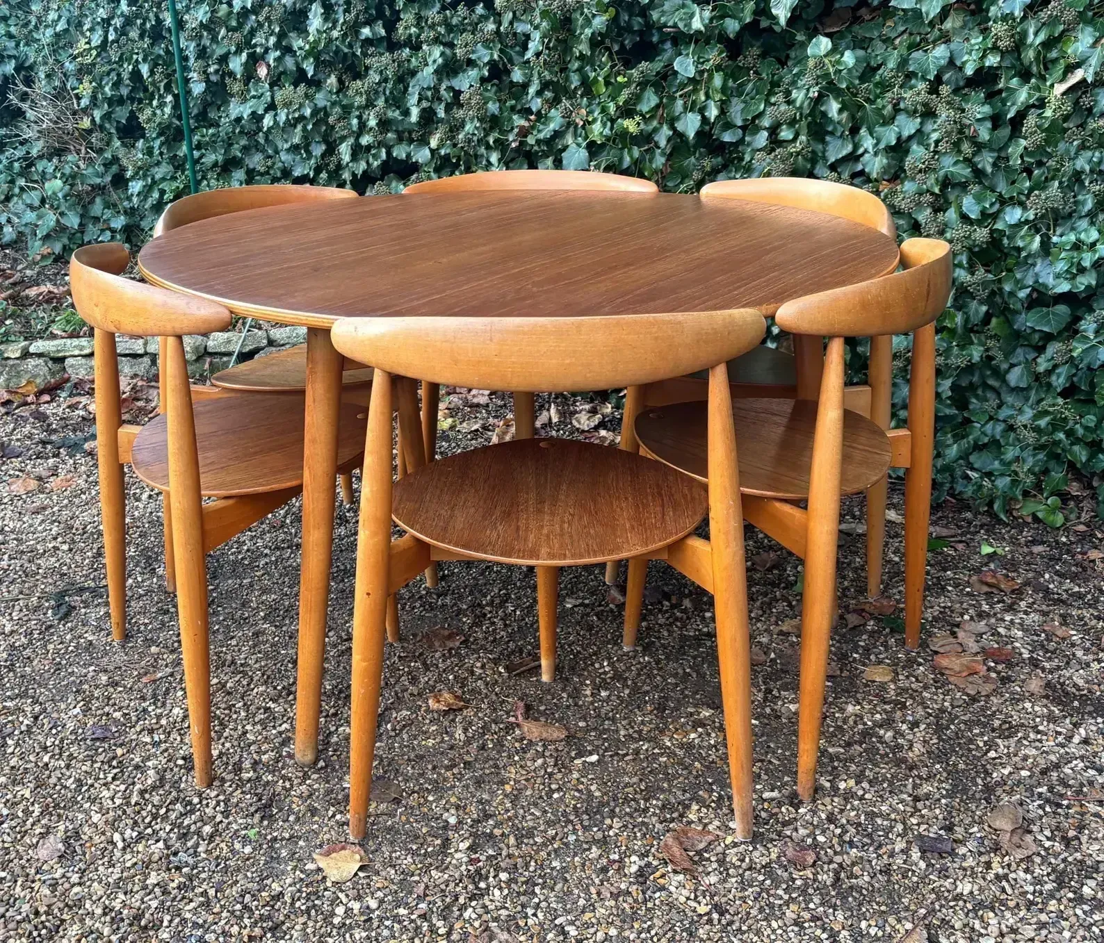 Vintage Hans Wegner Heart Table & Six Chairs C.1955 photo Furniture