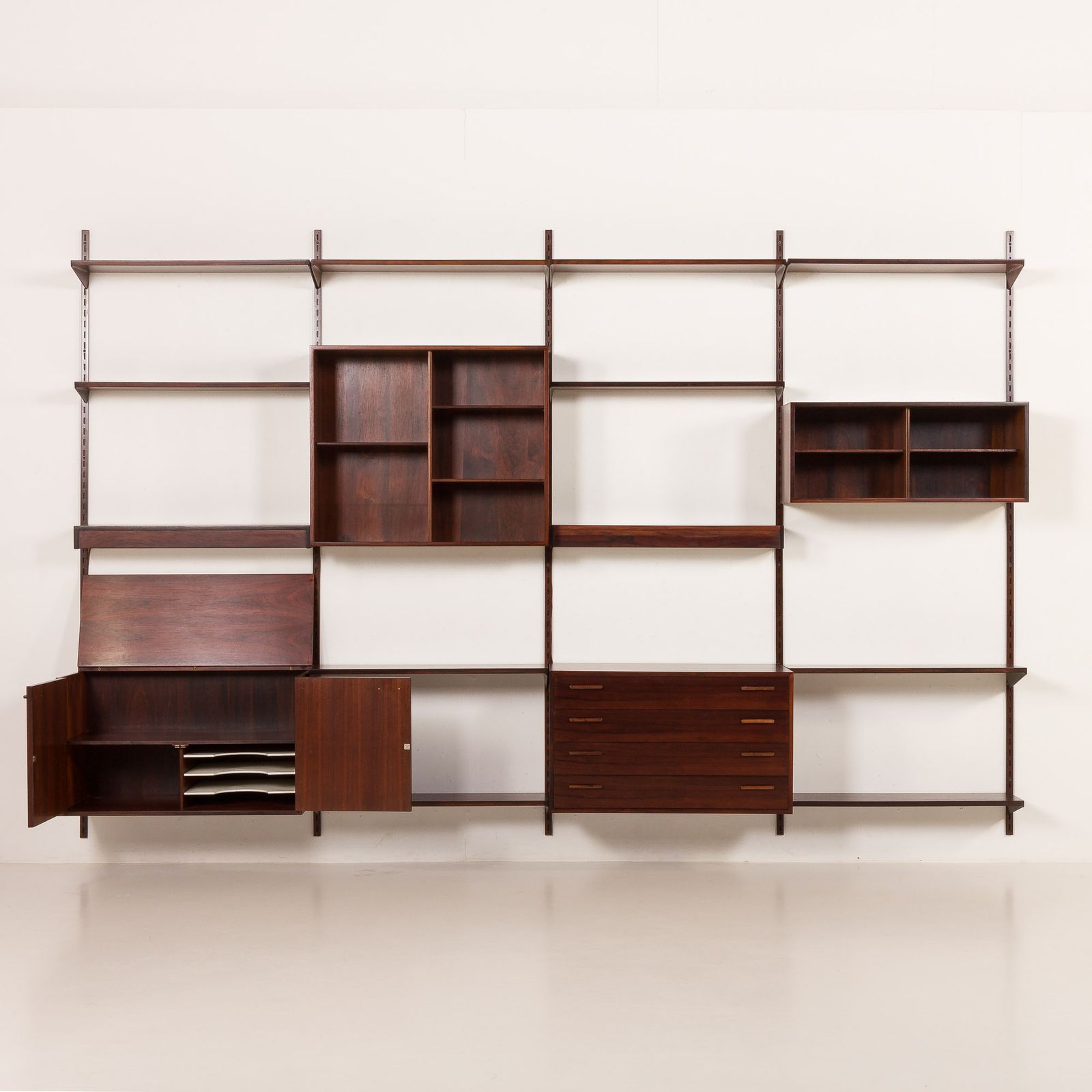 Kai Kristiansen Rosewood Wall Unit With 2 Lamps For Fm Mobler, Denmark 1960s photo buy