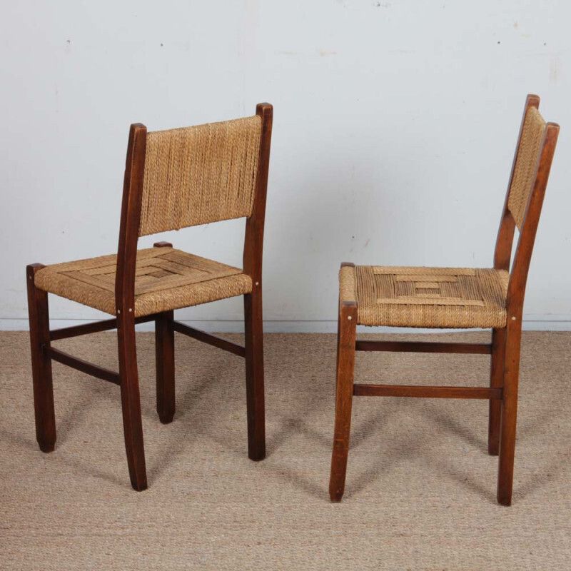 Pair Of Rustic Chairs Made Of Wood And Rope, 1940 photo Furniture