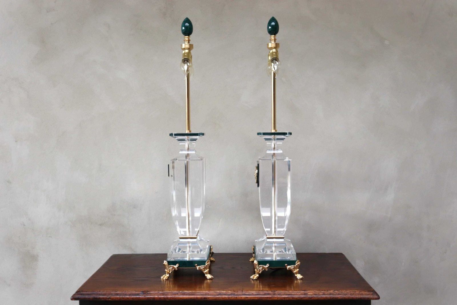 Lighting Pair Of Neoclassical Lucite Table Lamps In The Manner Of Maison Jansen (St.) photo