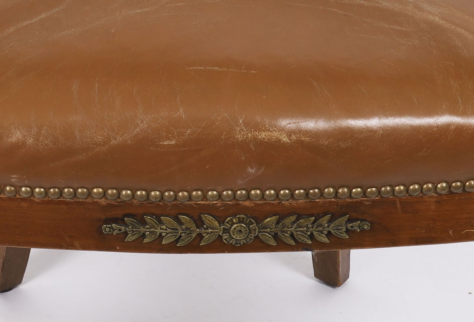 French Empire Revival Mahogany & Ormolu Mounted Armchair 19th C photo vintage