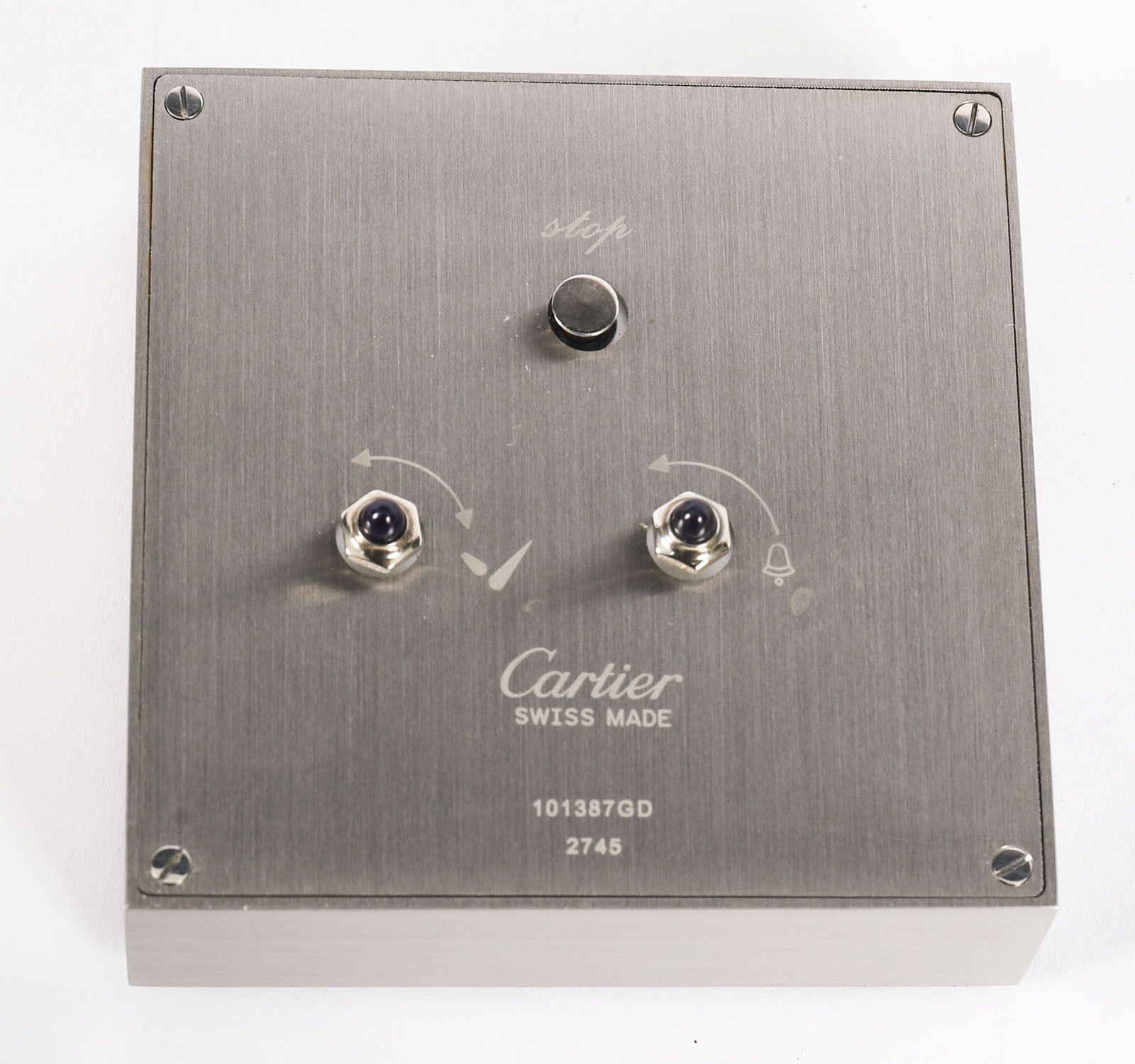 photo vinterior Vintage Cartier Paris Cased Palladium Plated Alarm Clock C1990