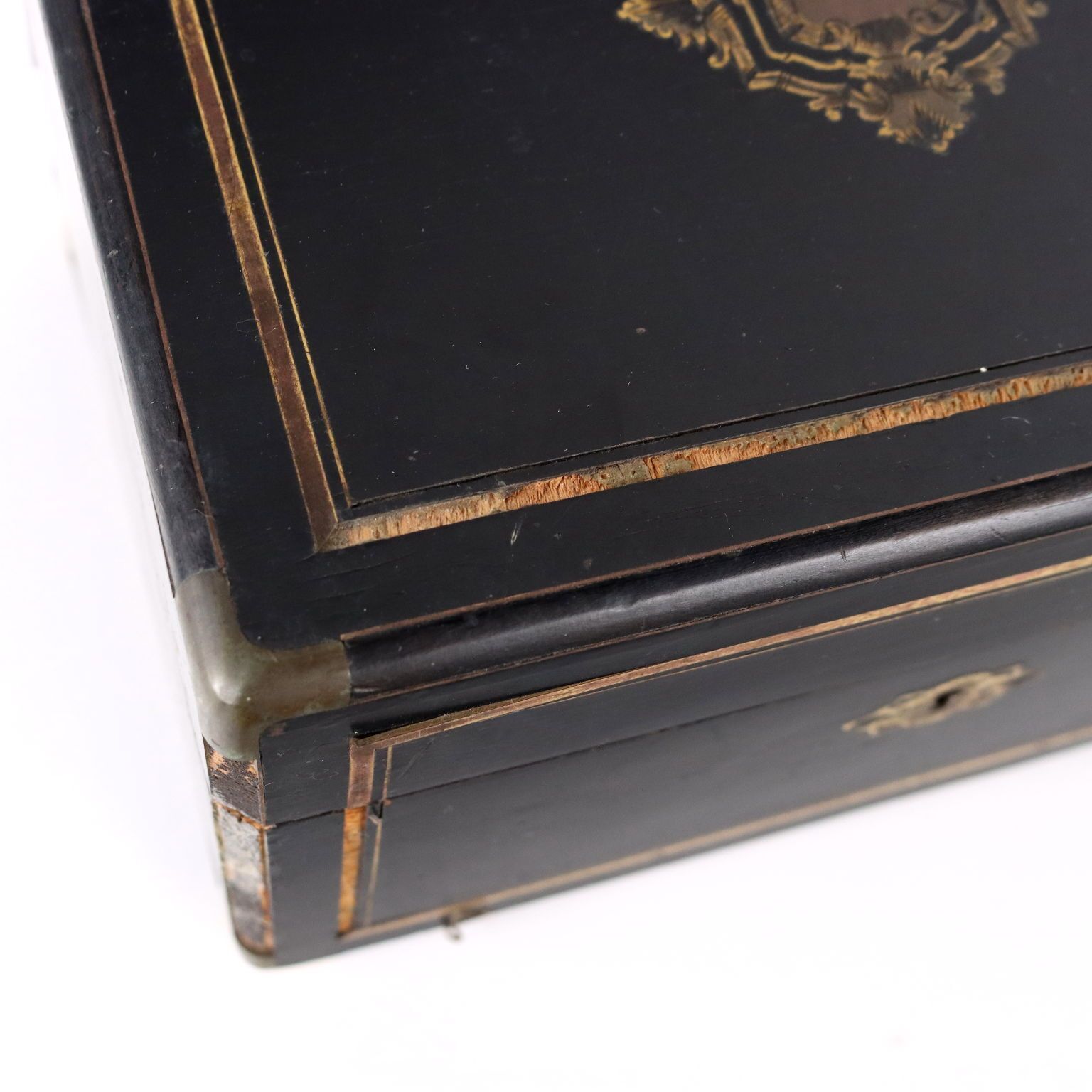 photo for sale Ancient Sewing Box Last Quarter Of The XIX Century Ebony Wood Veneer