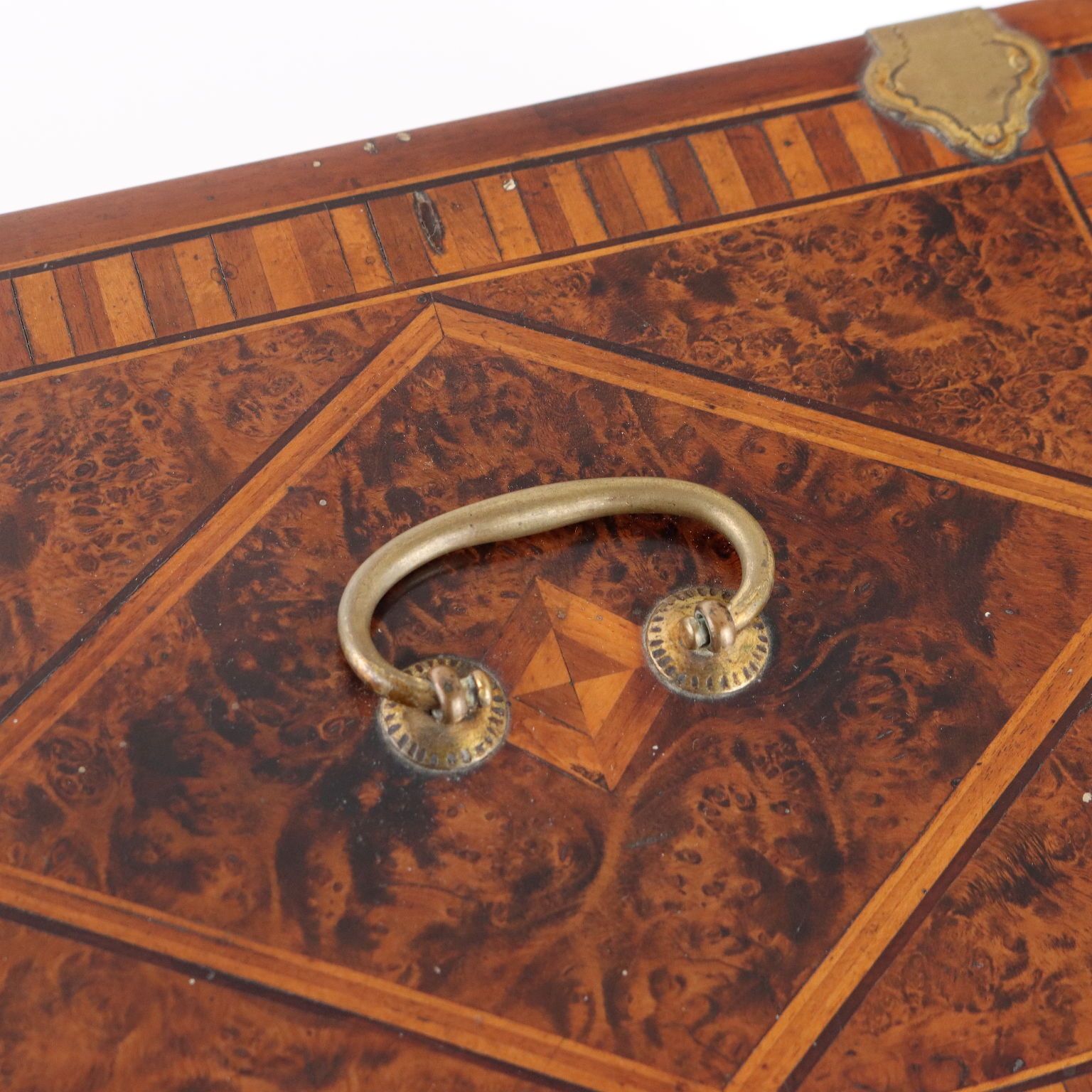 Antique Box Burl Veneered Wood Italy XIX Century photo for sale