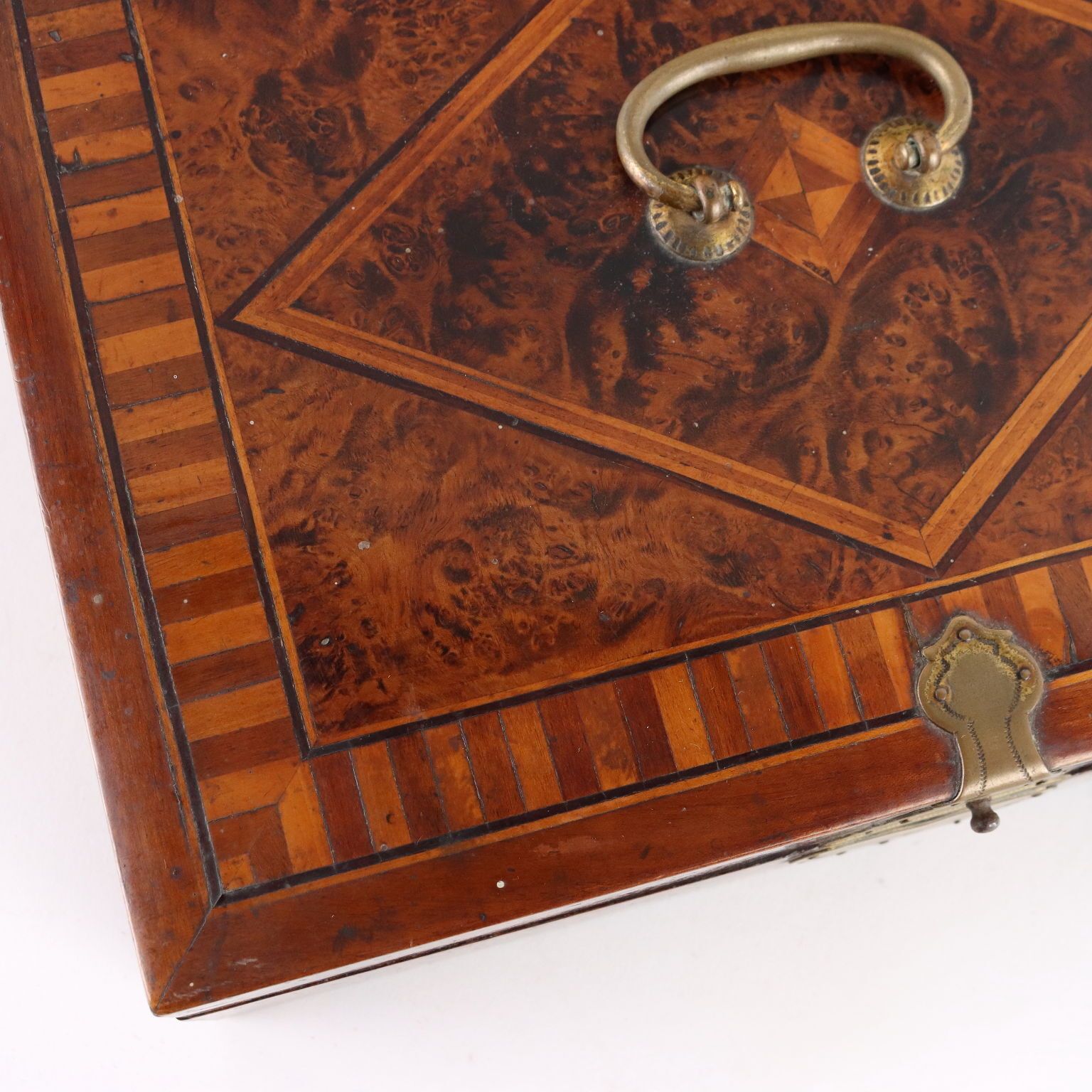 Antique Box Burl Veneered Wood Italy XIX Century photo Home Decor