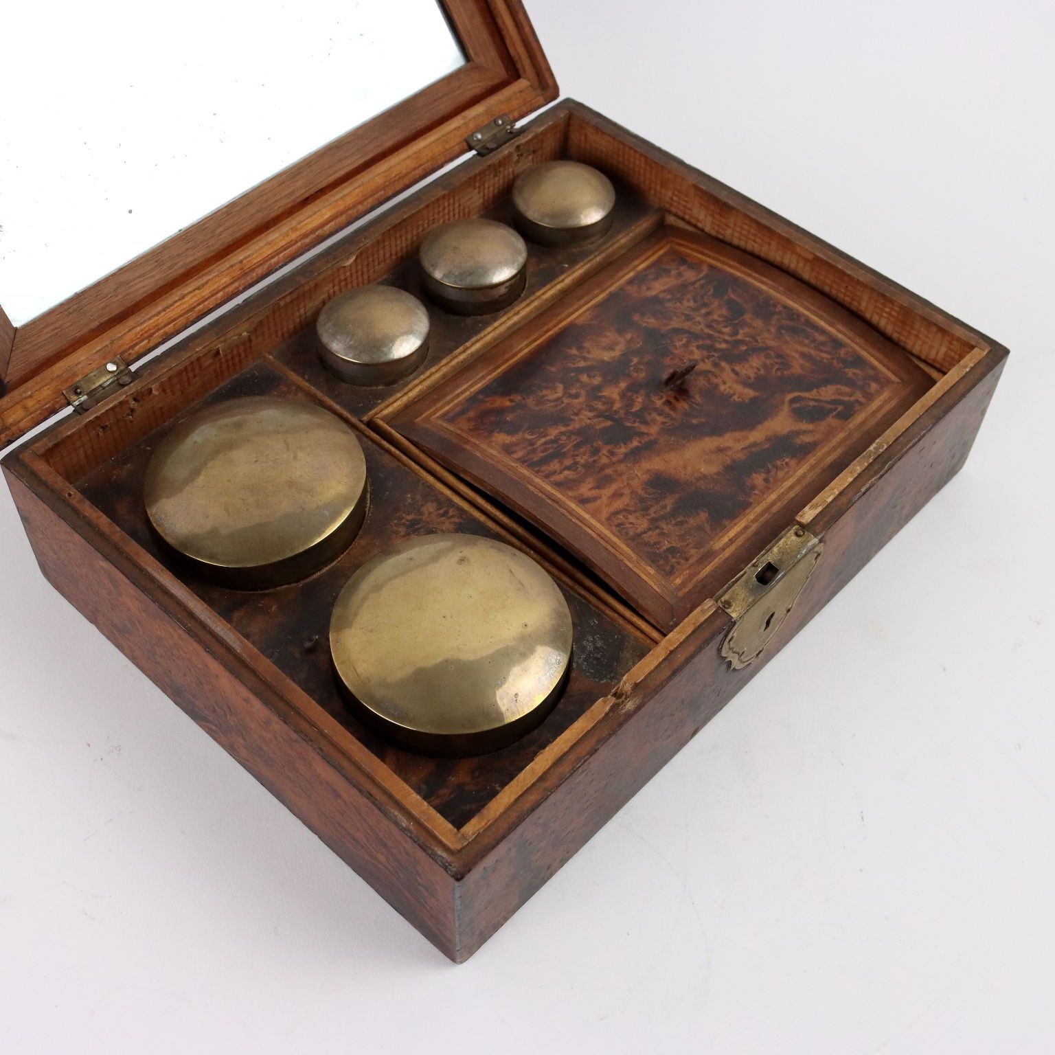 Antique Box Burl Veneered Wood Italy XIX Century photo buy