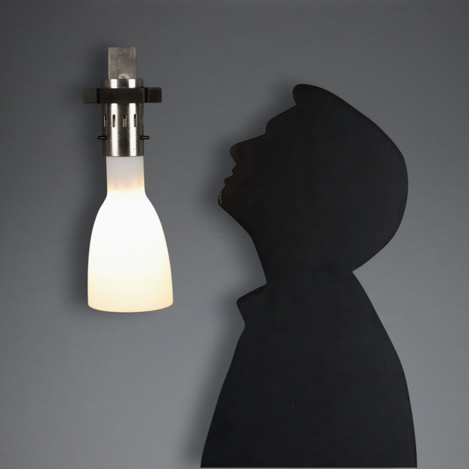 Vintage Wall Lamp Design Lacquered Metal Glass Italy 1960s photo for sale