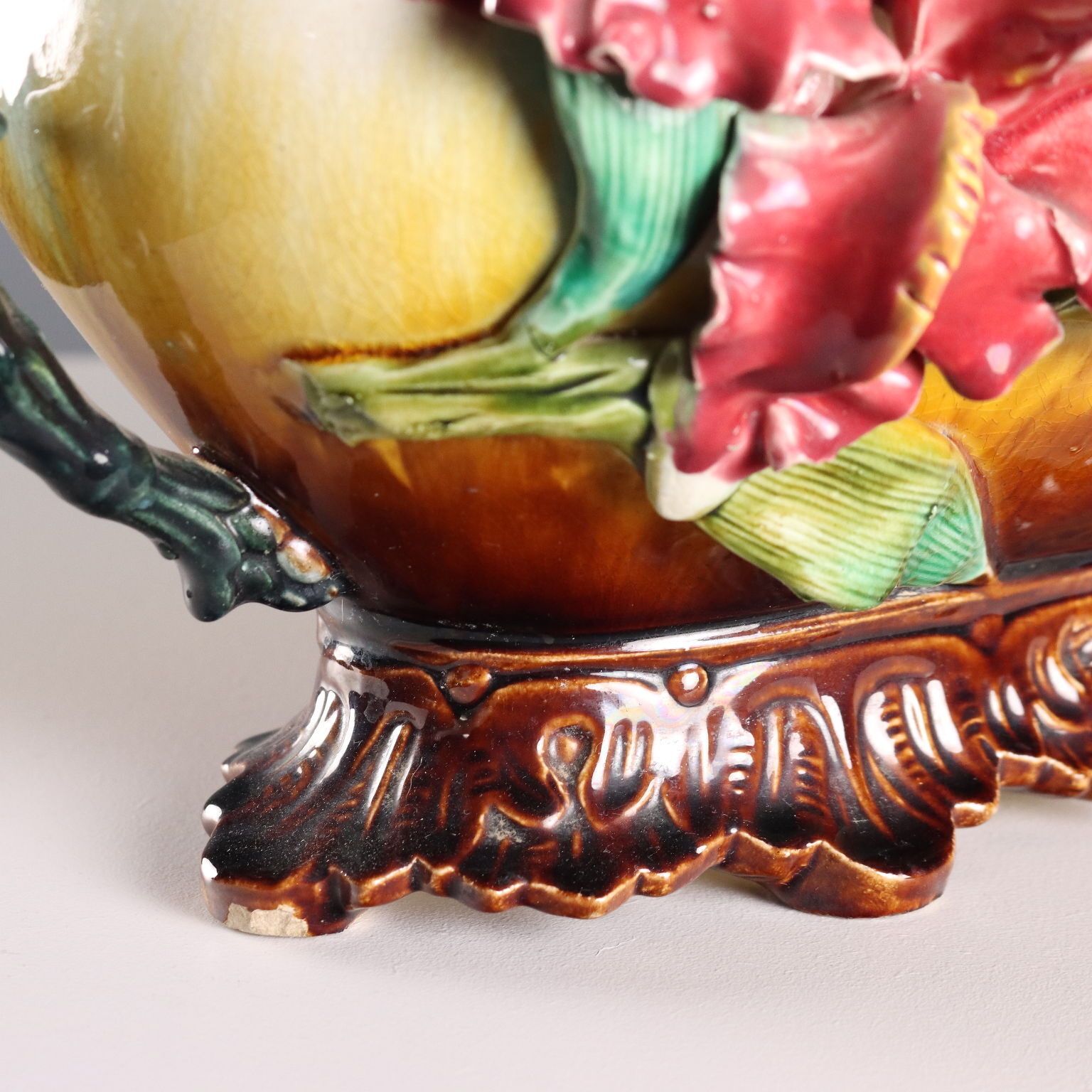 Antique Planter Barbotine Ceramic Decorations Europe XX Century photo buy