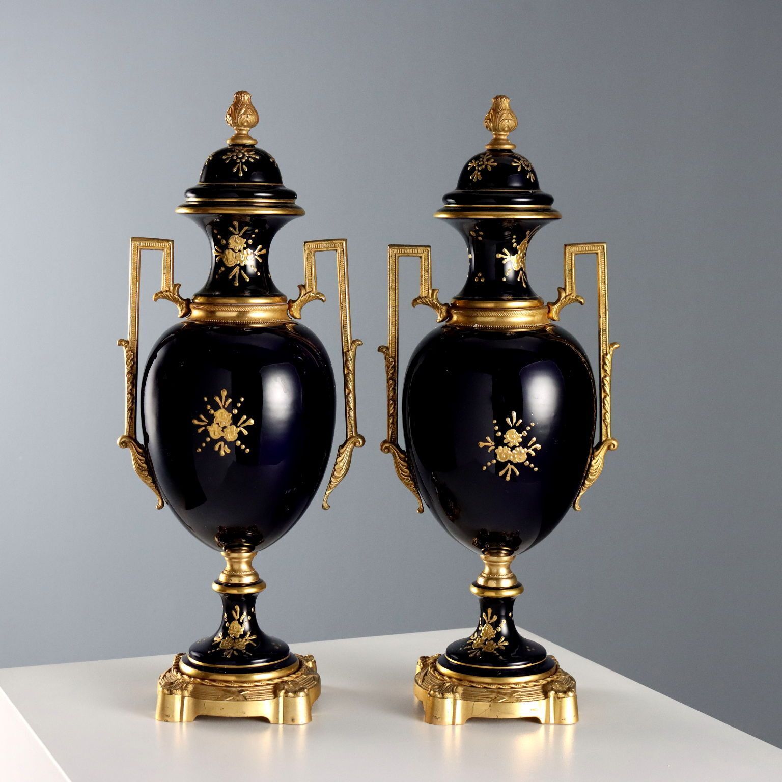 photo for sale Antique Vases Porcelain Gilded Bronze Decorations XX Century