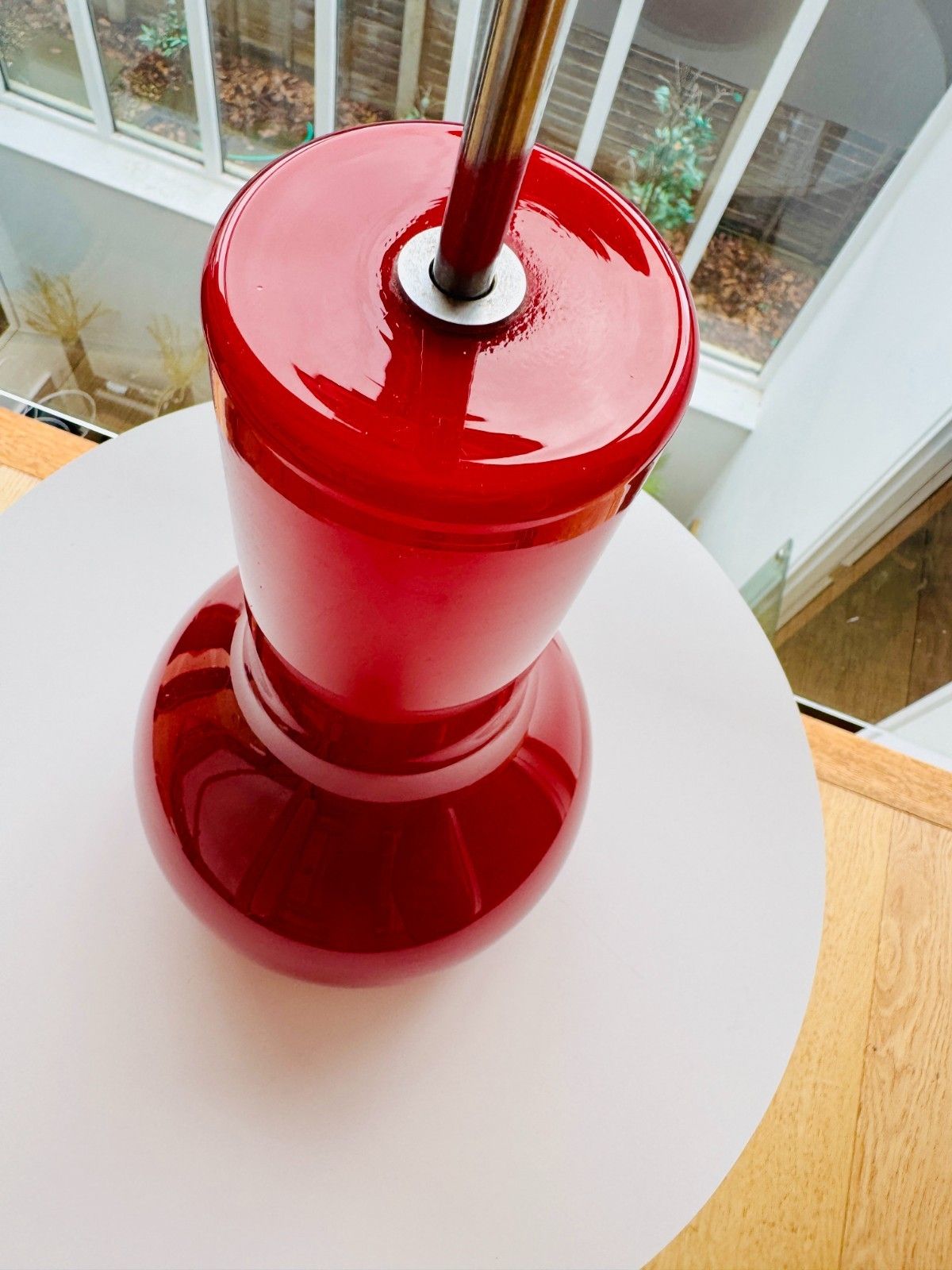 79.0 A Pair Of Firstlight 3332re Red Glass Pendant Lights photo