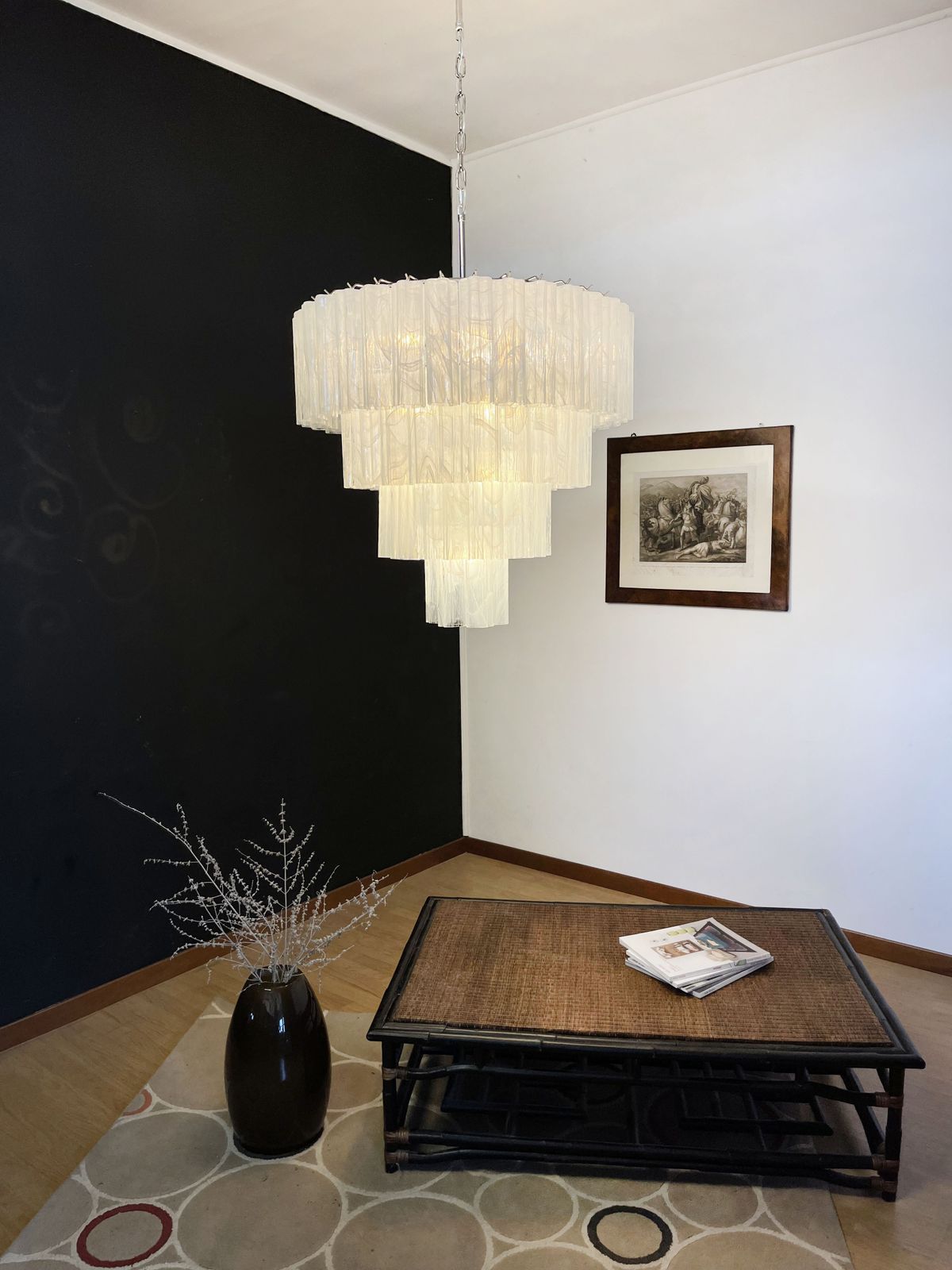 photo buy Huge Vintage Murano Glass Tiered Chandelier   78 Alabaster White Glasses