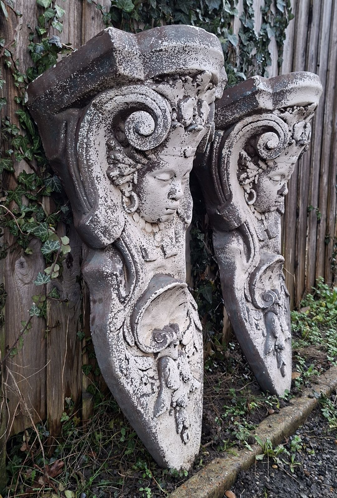 Large Pair Of Antique French Stone Corbels photo Home Decor