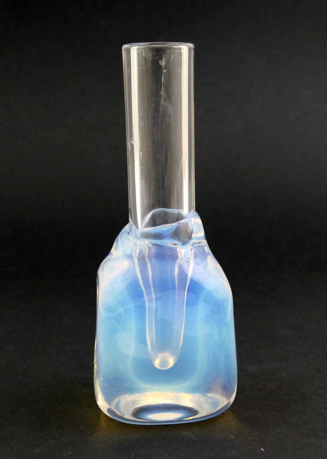 Vintage Sugahara Japanese Opalescent Art Glass Bud Vase, Retro Handmade Glassware Vase From Japan, Exotic Asian Minimalist Home Decor photo furniture