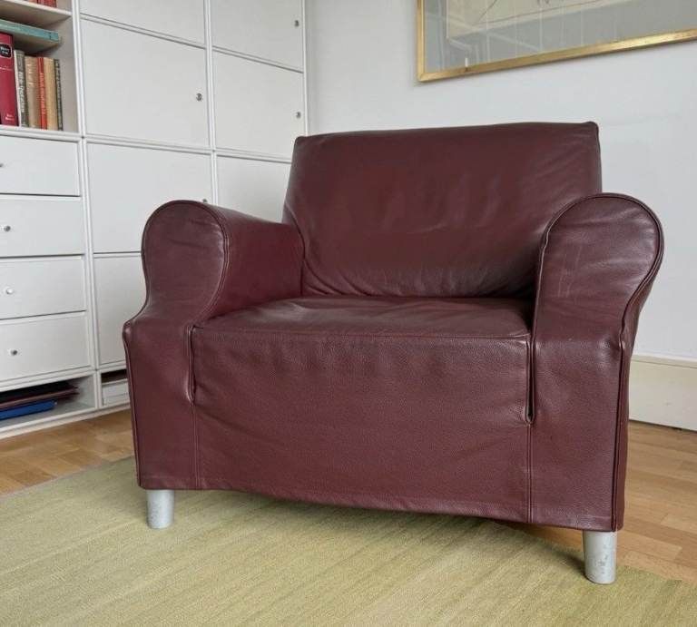 Cassina Model Lazy Working Chair Brown Leather Armchair By Philippe Starck photo for sale