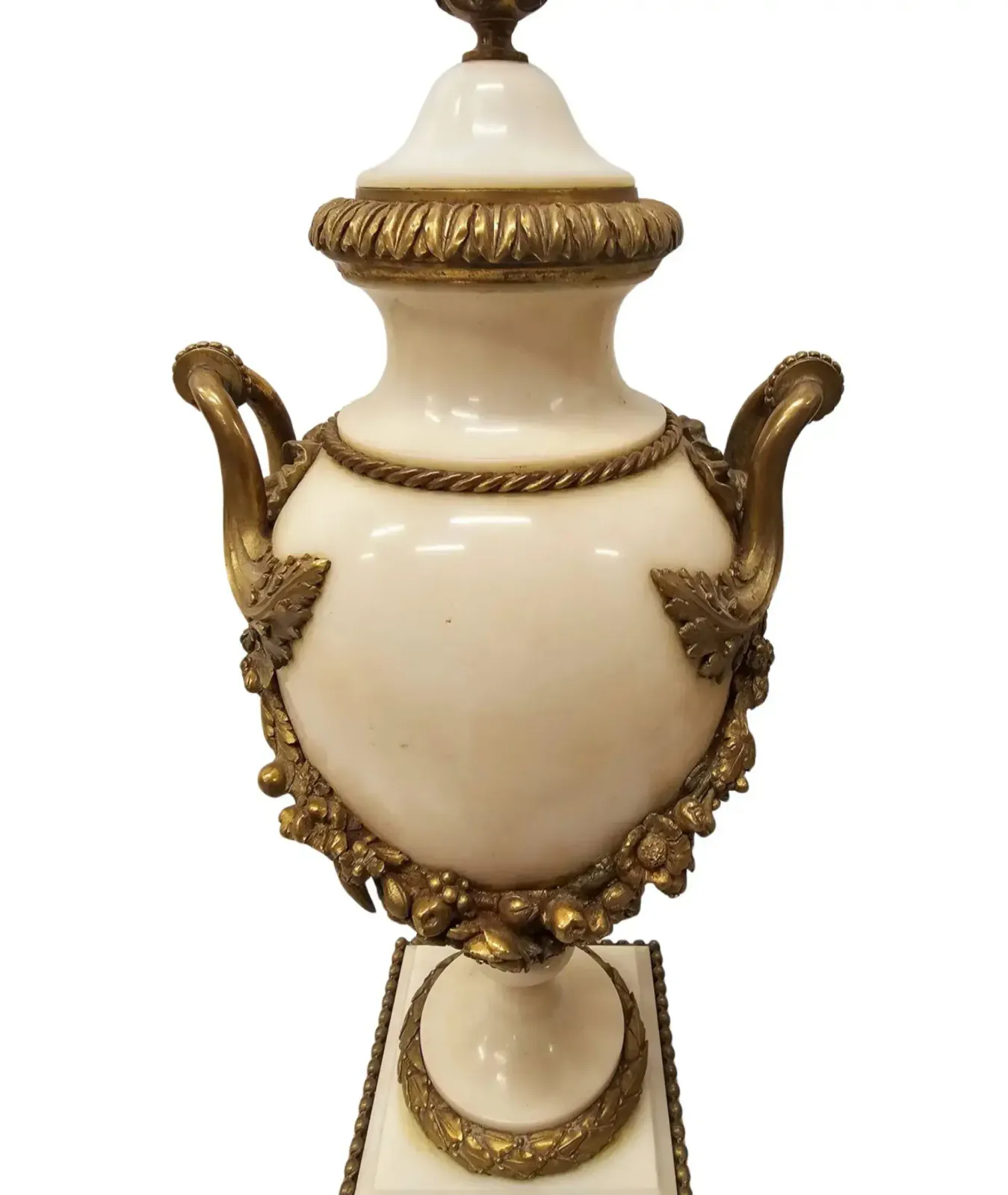 A Very Fine Pair Of 19th Century Large Size Marble Cassolettes With Ormolu Mounts photo for sale