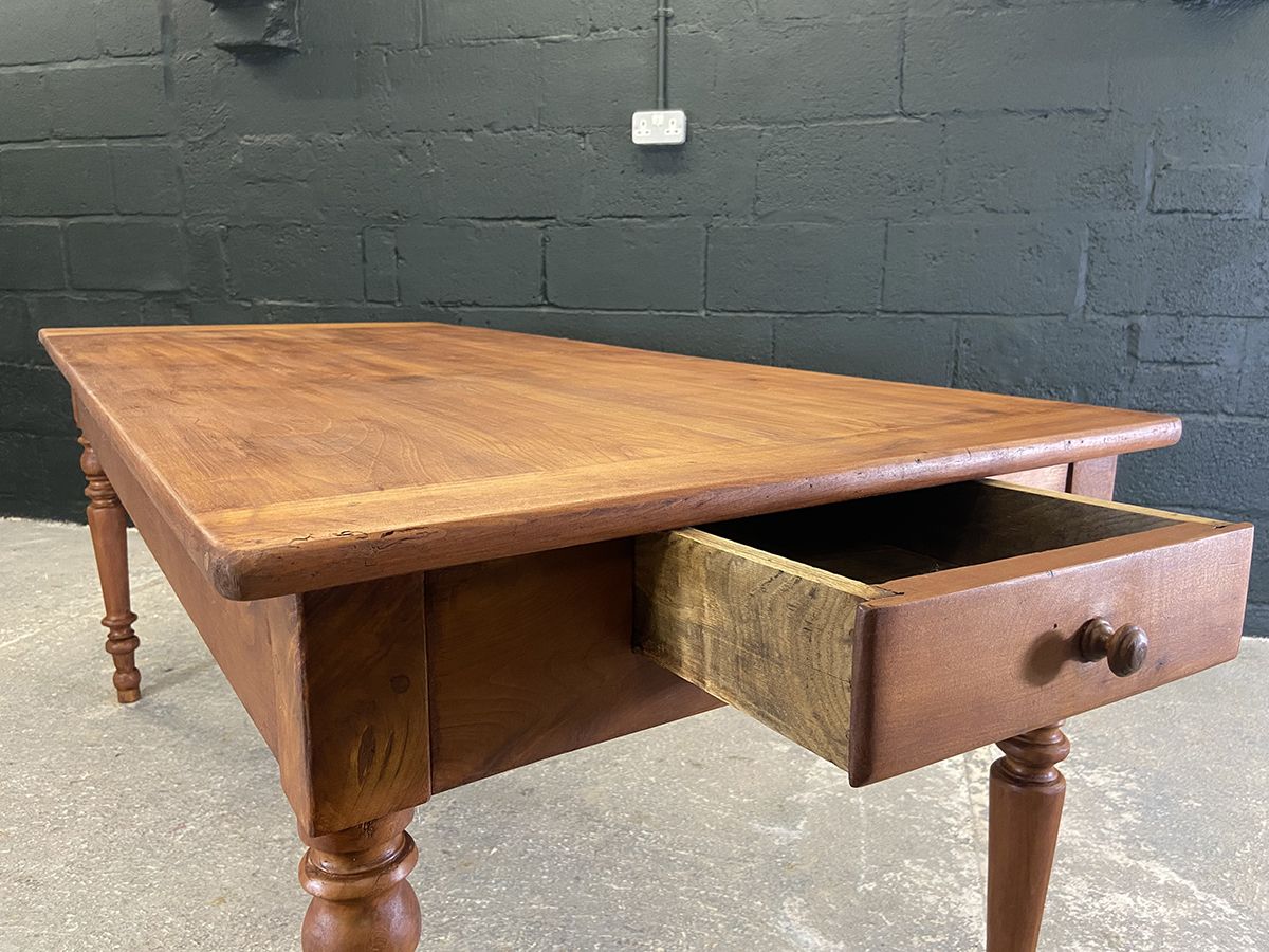 photo for sale Antique French Fruit Wood Dining Table With Bread Slide
