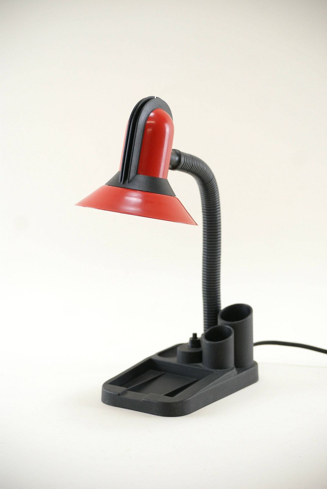 photo for sale Vintage Red Desk Lamp With Organizer   1980s Spanish Design By Vase