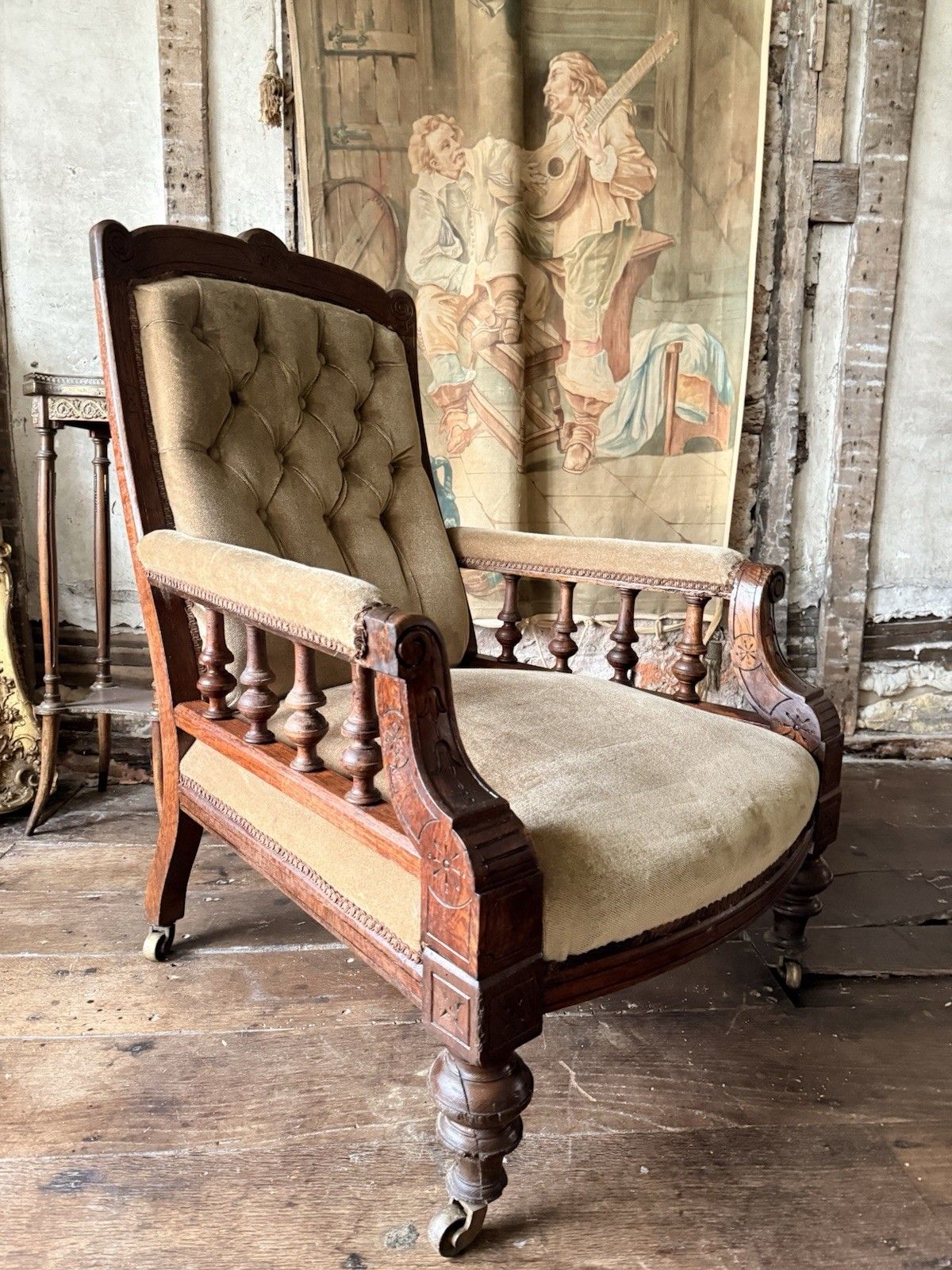 Substancial Original Antique Mahogany Gentlman's Fireside Library Armchair Chair photo 399.0