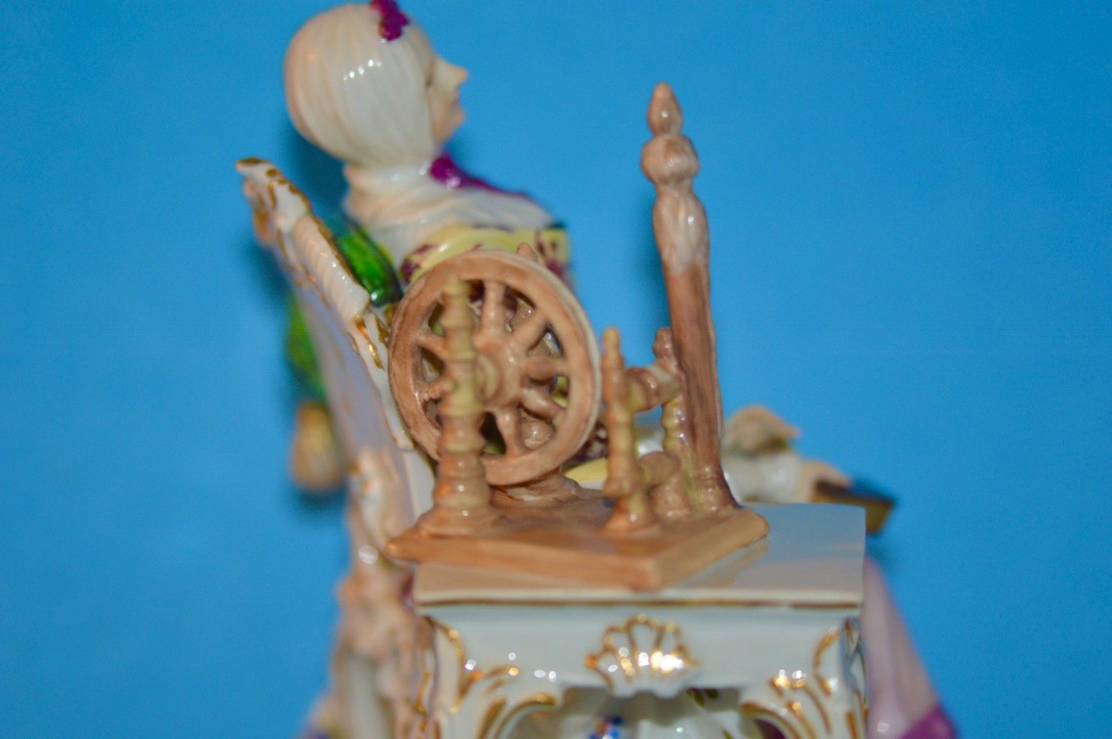 Meissen Porcelain Figure Of  Lady With Spinning Wheel  C1750 photo vintage