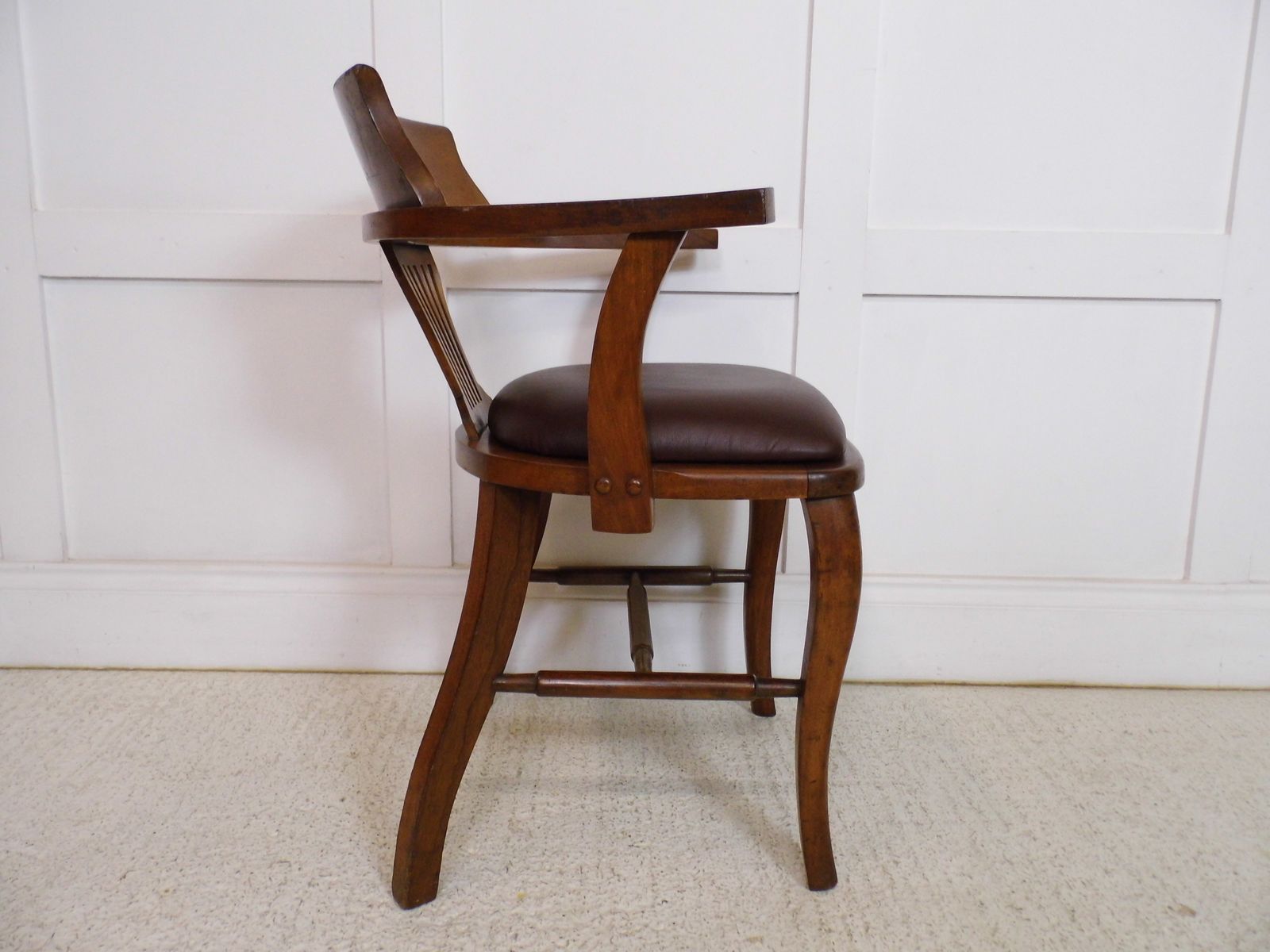 Antique Vintage Captains Mahogany Ex Raf Desk Office Chair Grv 1920s photo Furniture
