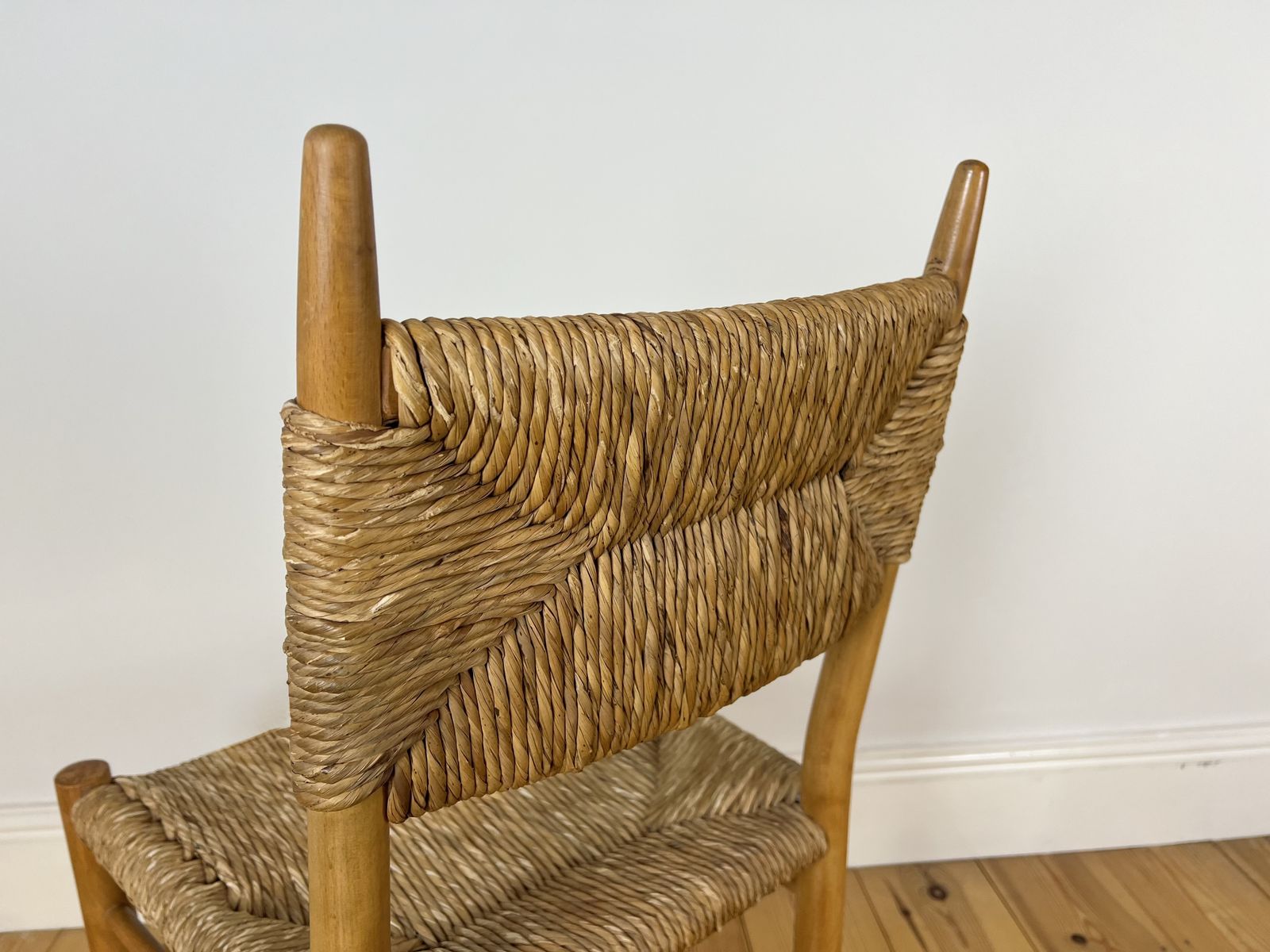 photo furniture Vintage Mid Century Rush Dining Chairs, Charlotte Perriand Style, C.1960 70   2 Available