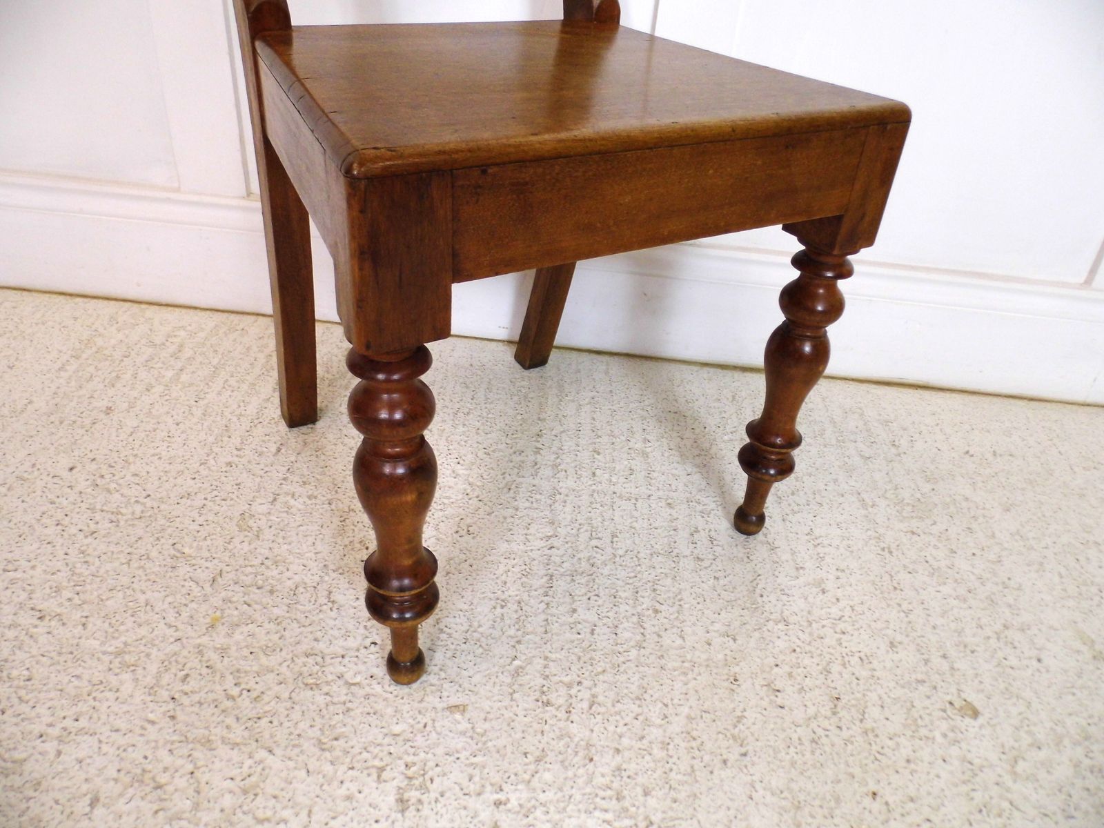 Antique Victorian Mahogany Bar Back Side Hall Dining Chair Turned Front Legs photo vinterior