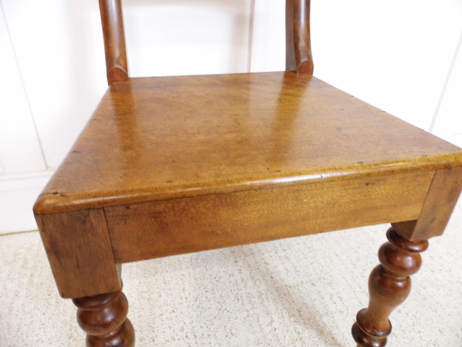 Antique Victorian Mahogany Bar Back Side Hall Dining Chair Turned Front Legs photo vintage