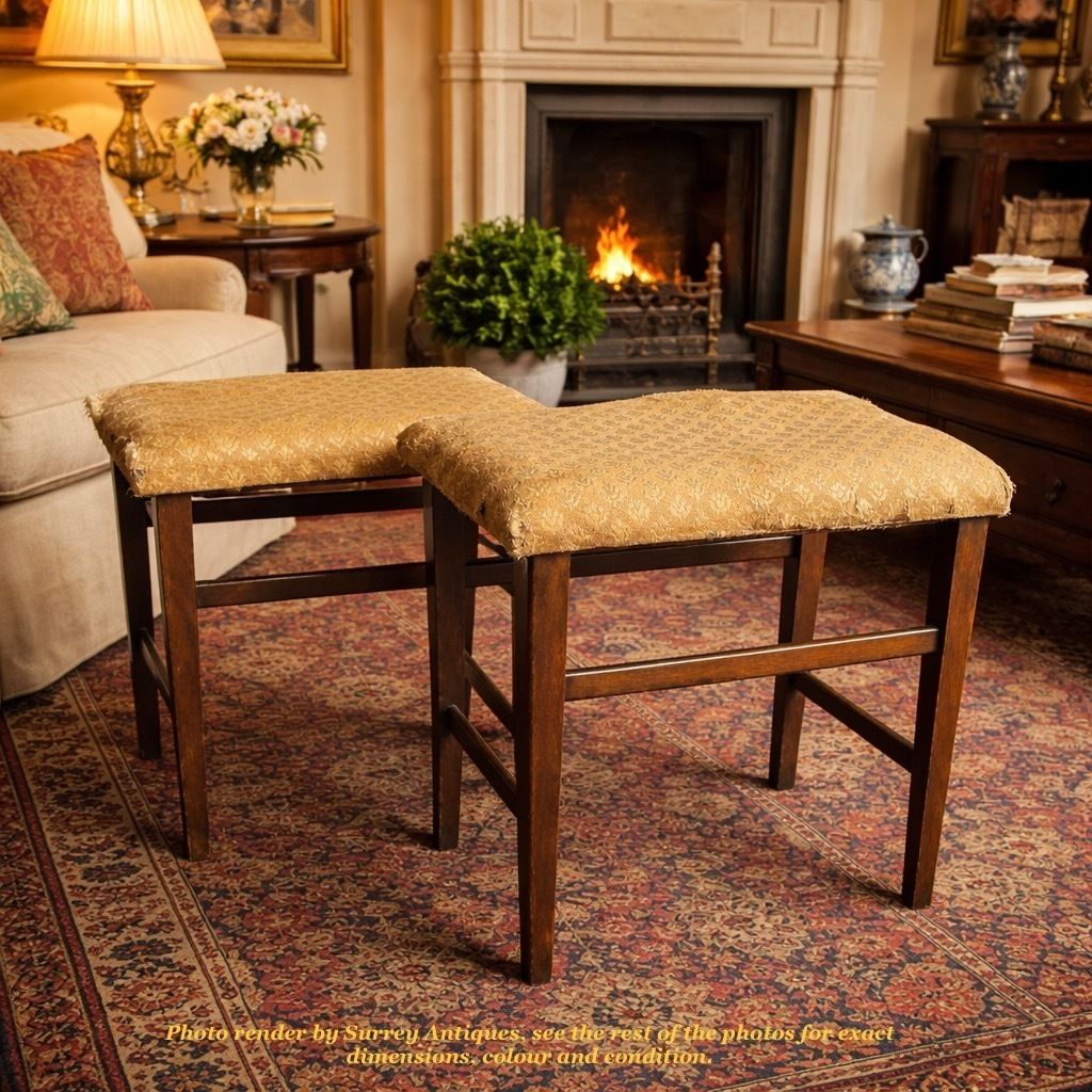 photo vinterior Pair Of George V Coronation Stools, Circa 1911
