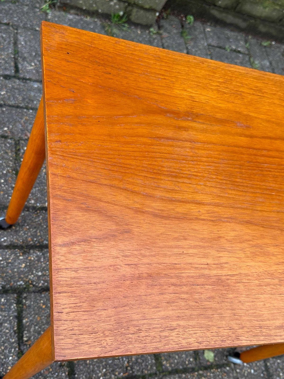 1970s Teak Style Table On Castors, Vintage Mid Century Modern Scandinavian Style Furniture photo 133.0