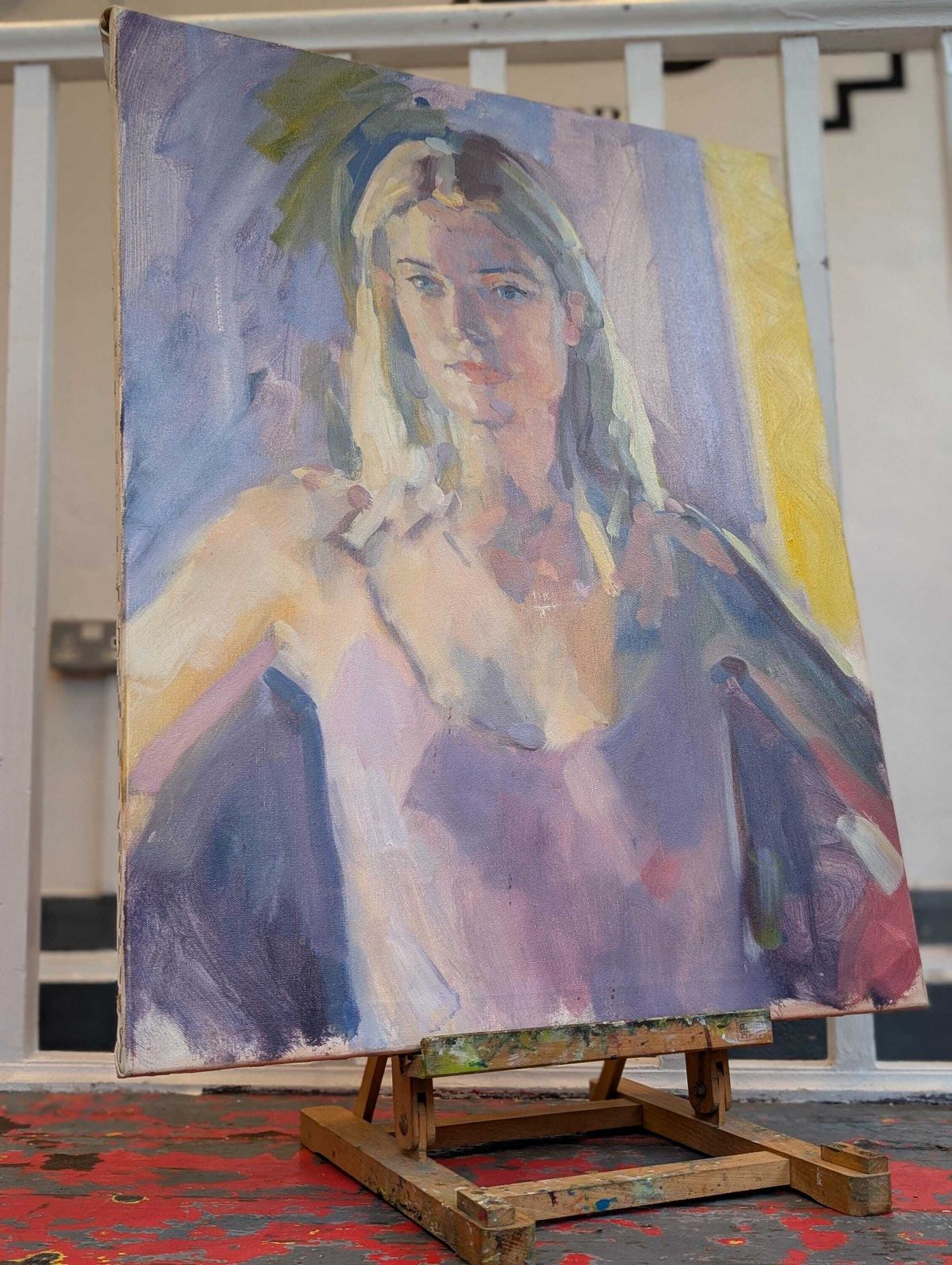 Late 20th Century Oil On Canvas Impressionist Portrait Of A Young Woman.