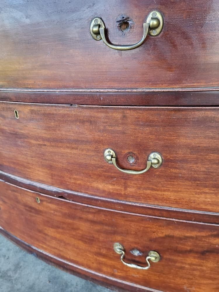 295.0 Antique Victorian Bow Front 2 Over 3 Chest Of Drawers Rope Columns photo