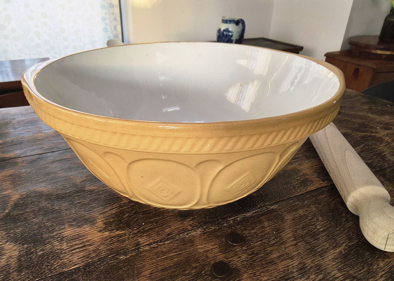 Large And Iconic, Antique Farmhouse Mixing Bowl 'The Gripstand' By Tg Green, England photo furniture