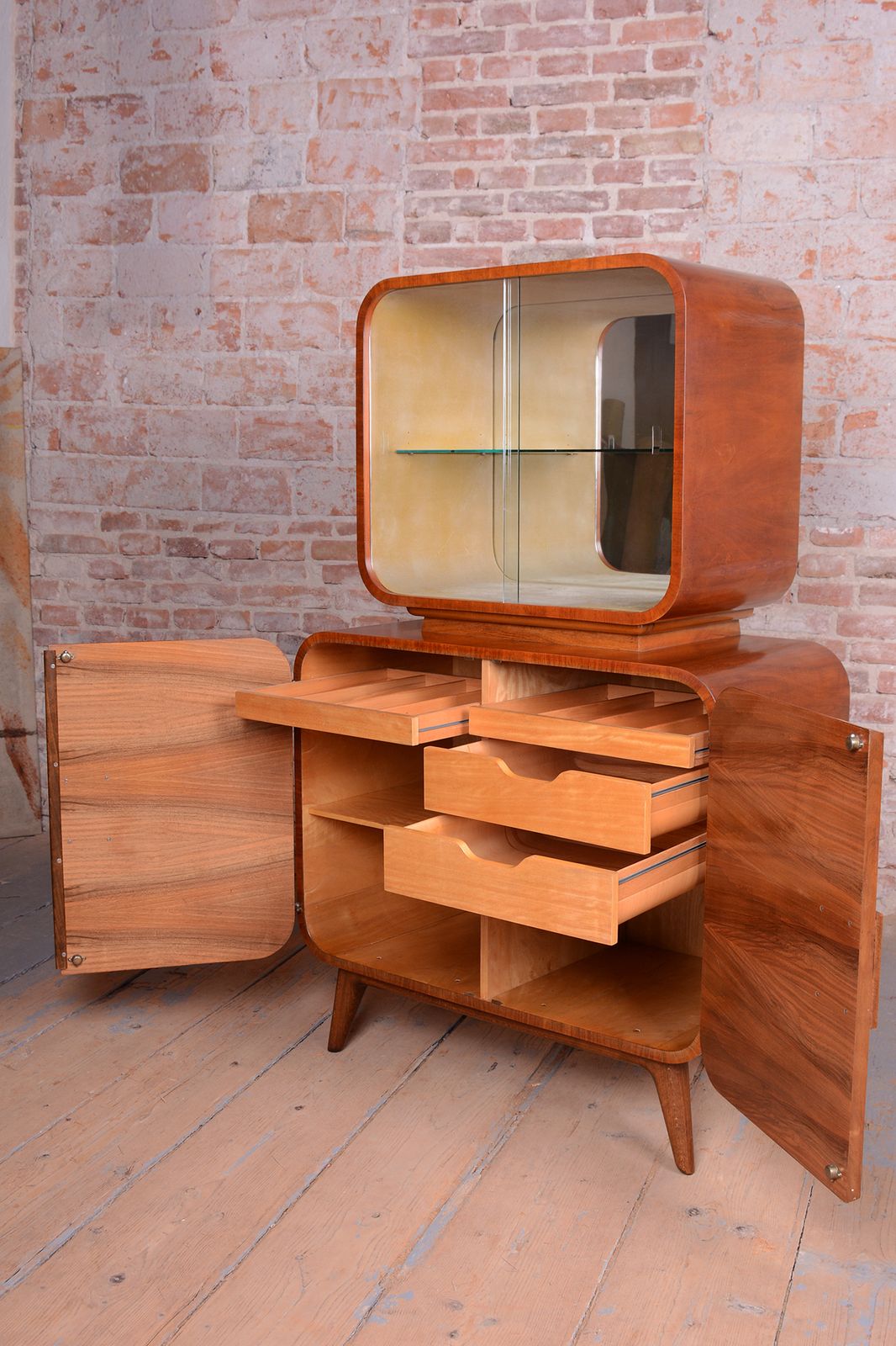 Restored Art Deco Sideboard, By J. Halabala For Up Zavody, Walnut, Czech, 1940s photo vinterior
