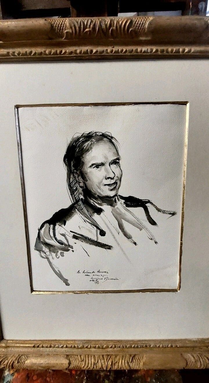 Luciano Guarnieri Painting Portrait To The Baritone Rolando Panerai 1991 photo for sale