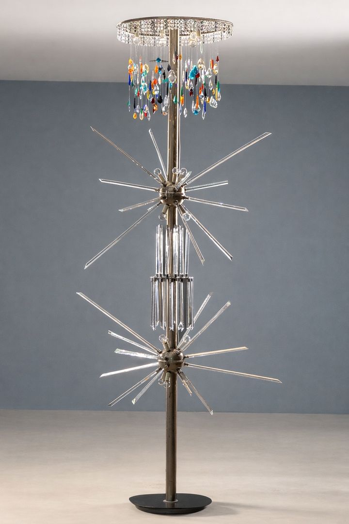 Floor Lamp By René Roubíček, Nový Bor, Glass & Metal, 1960s