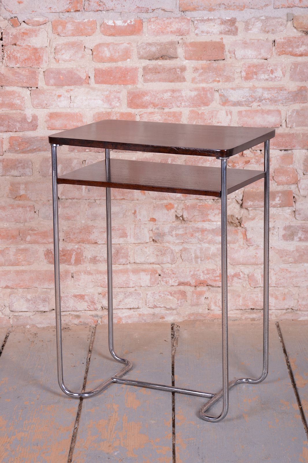 Pair Of Restored Bauhaus Stools, By Mücke Melder, Beech, Chrome, Czech, 1930s photo furniture