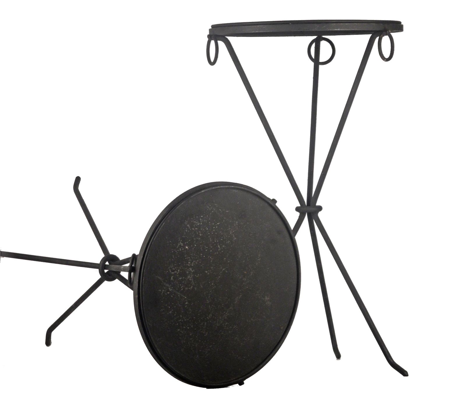 photo furniture Pair Of Mid 20th Unmarked Century Wrought Iron Guéridon Tables Designed By Jean Michel Frank For The Company Comte S.A.