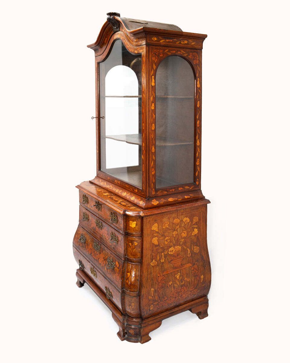 Kleine Antieke Nederlandse Bloemmarquetrie Vitrinekast photo furniture