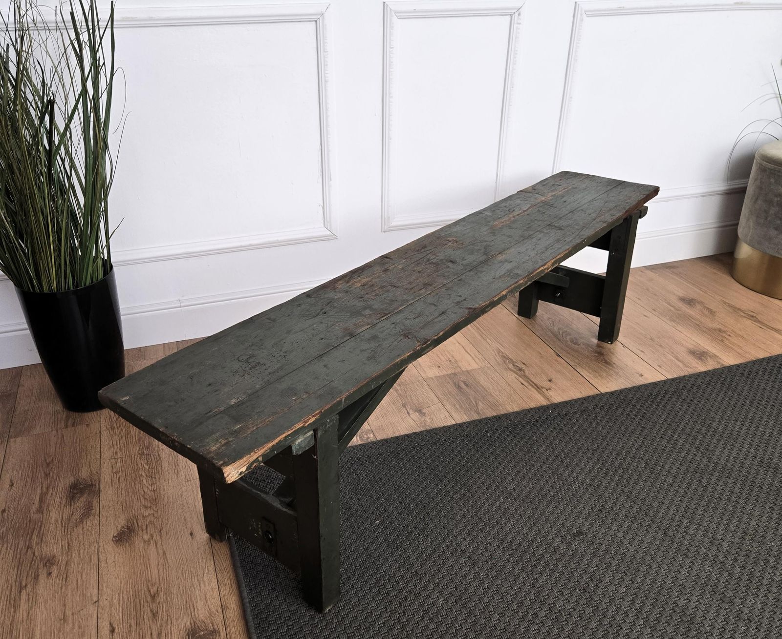 Primitive Rustic Minimal Italian Antique Farm Country Wooden Bench Side Table photo buy