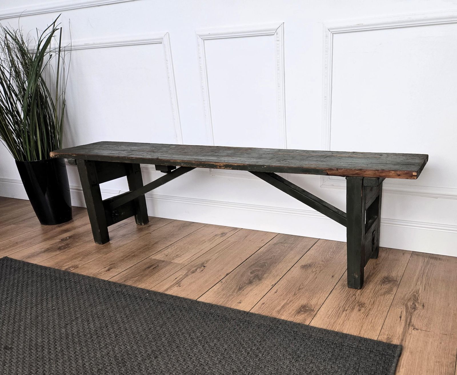 Primitive Rustic Minimal Italian Antique Farm Country Wooden Bench Side Table photo vintage