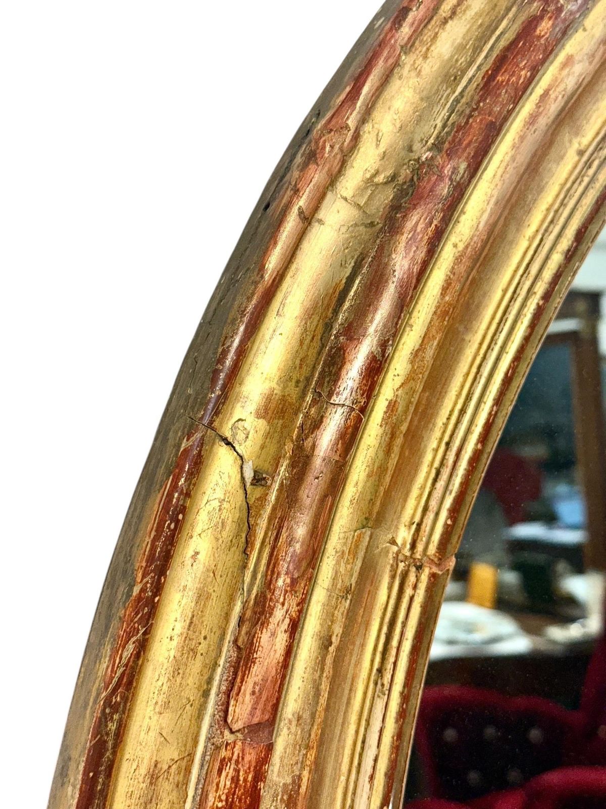 photo furniture Large Oval Giltwood Mirror, France 19th Century