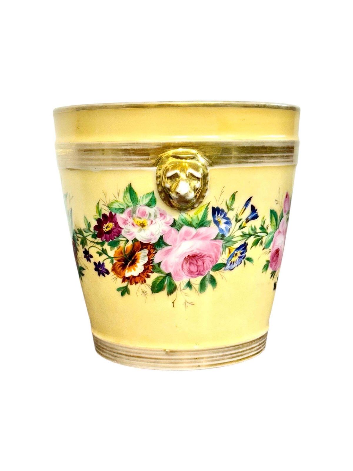 photo furniture 19th Century Paris Porcelain Cache Pot With Hand Painted Flowers