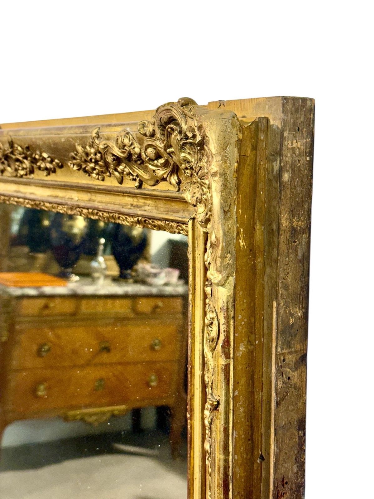 photo furniture Large And Rectangular Giltwood Mirror, France 19th Century