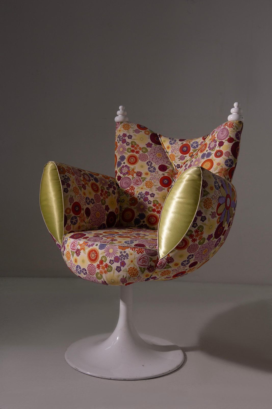 Rare Italian Armchair By Ken Scott From The Space Age Period, Designer Fabric photo for sale