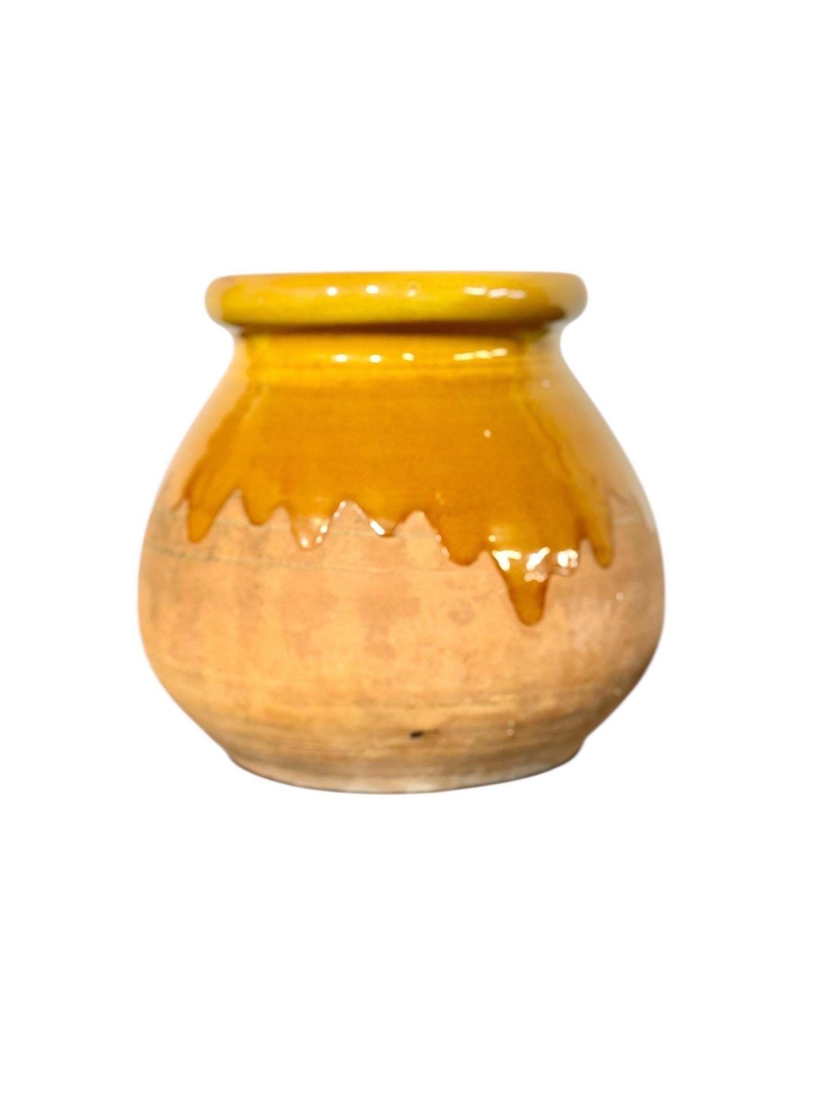 Home Decor 19th Century French Glazed Terracotta Pot With Honey Drip Glaze photo