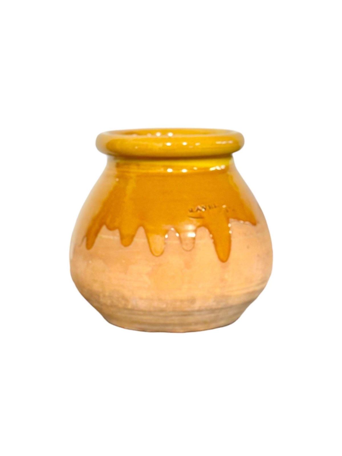 photo buy 19th Century French Glazed Terracotta Pot With Honey Drip Glaze