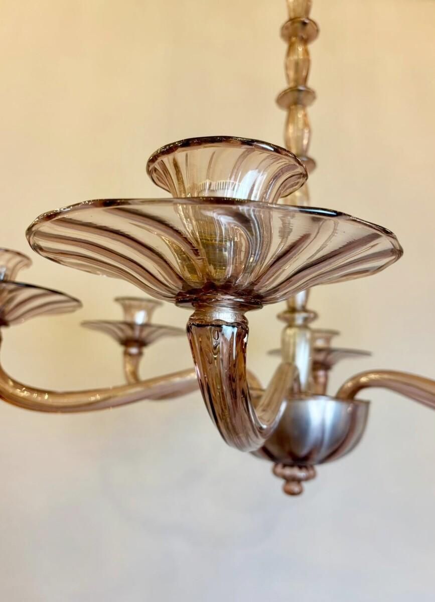 Zecchin Murano Chandelier With 6 Arms Of Lights, Circa 1980 photo vinterior