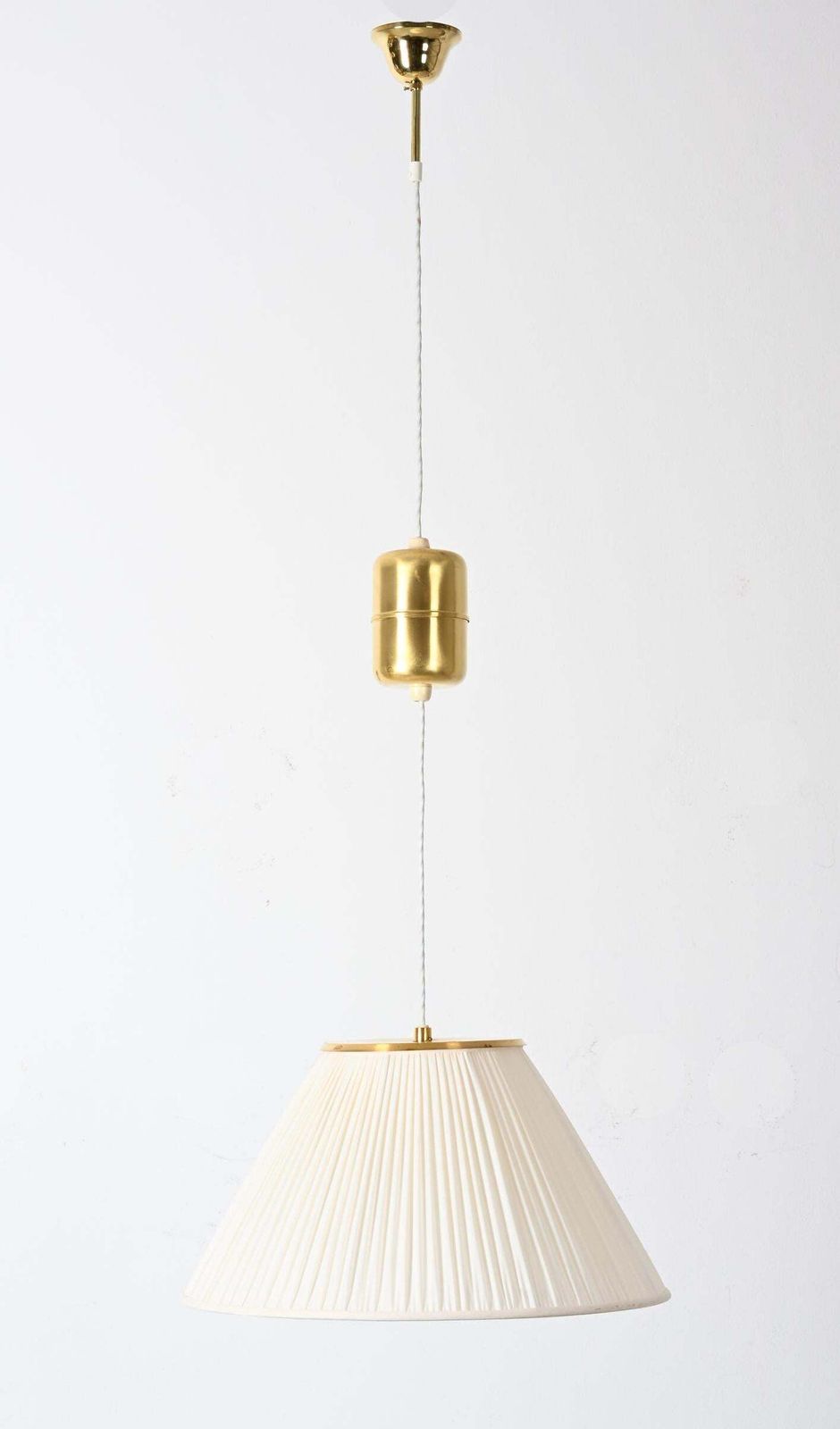 Heigh Adjustable Silk Pendant Light By Josef Frank Model 1844 photo for sale