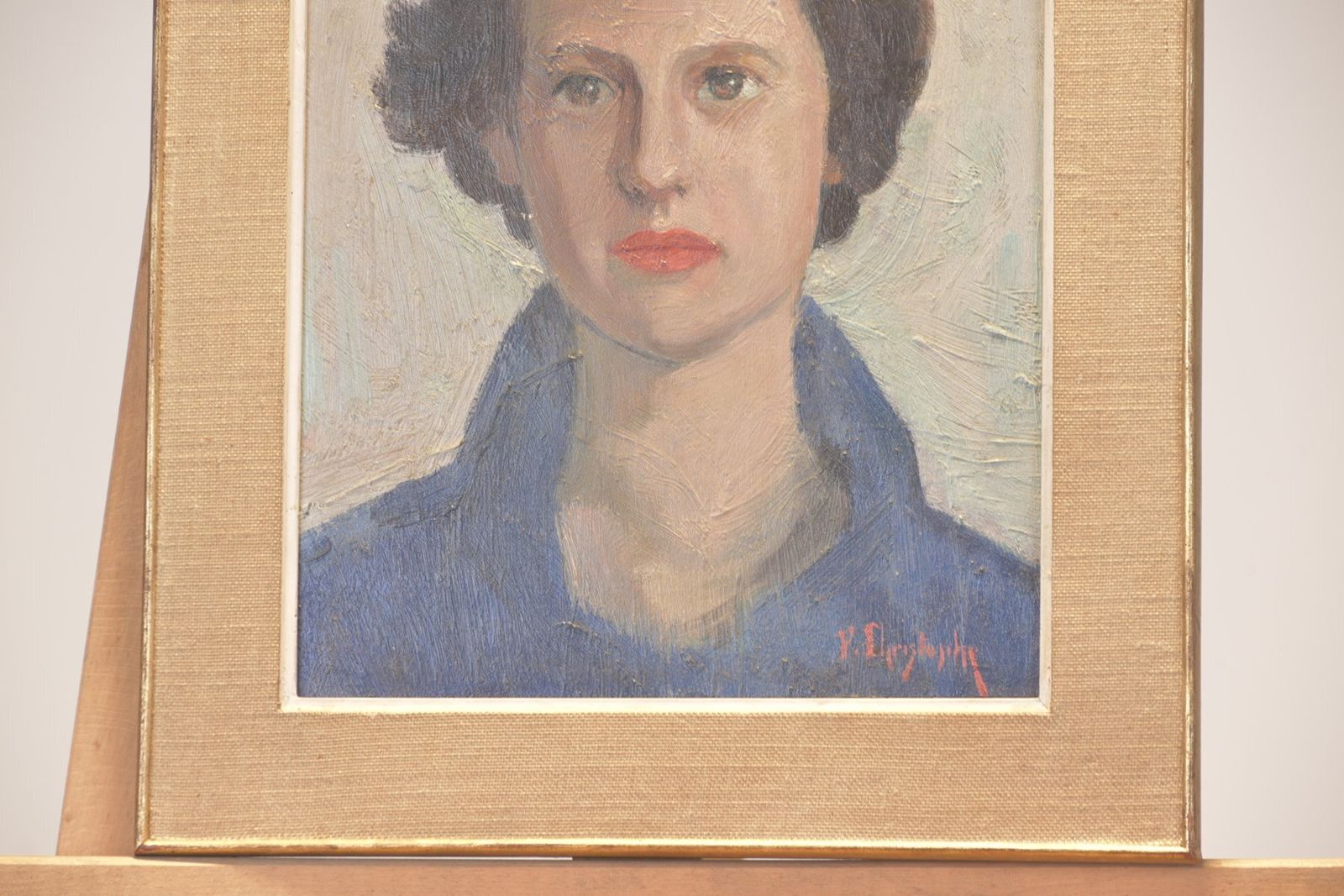 Oil Painting, Portrait Of A Young Woman, Signed F. Christophe, Circa 1955 photo vinterior
